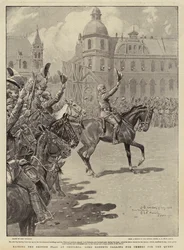Raising the British Flag at Pretoria, Lord Roberts calling for Cheers for the Queen